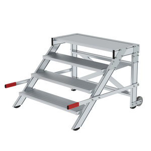 Günzburger Steigtechnik Arbeitspodest fahrbar, Stufenbreite 1000 mm, Aluminium geriffelt