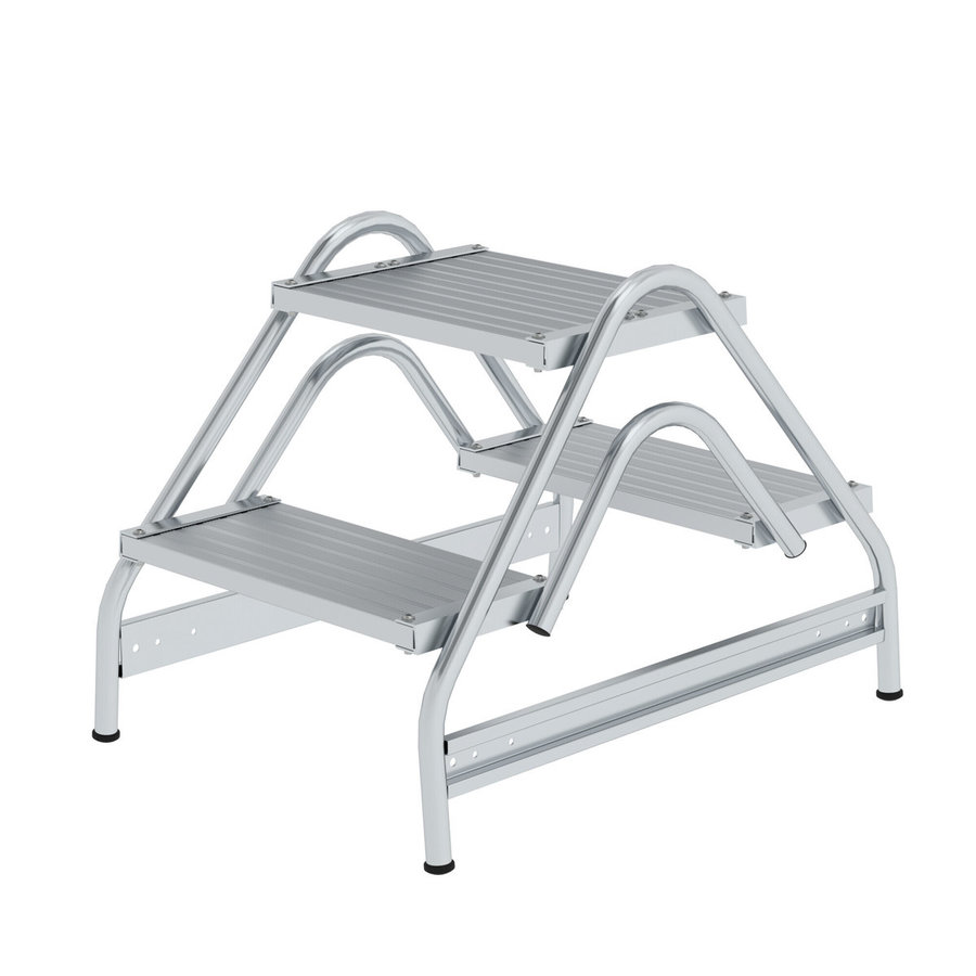Günzburger Steigtechnik Arbeitspodest beidseitig begehbar Aluminium geriffelt 2x2 Stufen