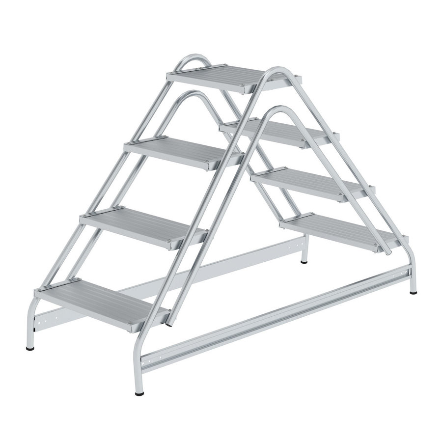 Günzburger Steigtechnik Arbeitspodest beidseitig begehbar Aluminium geriffelt 2x4 Stufen