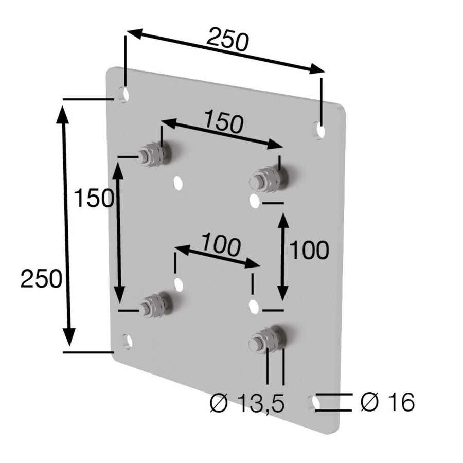 Günzburger Steigtechnik Adapterplatte Edelstahl 100 x 100 mm, 150 x 150 mm
