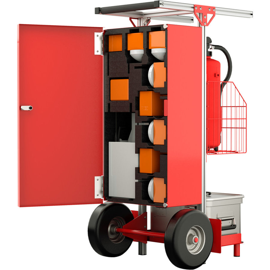 Günzburger Steigtechnik SafeCaddy® "Mobile Brandmeldeanlage" mit Beladung
