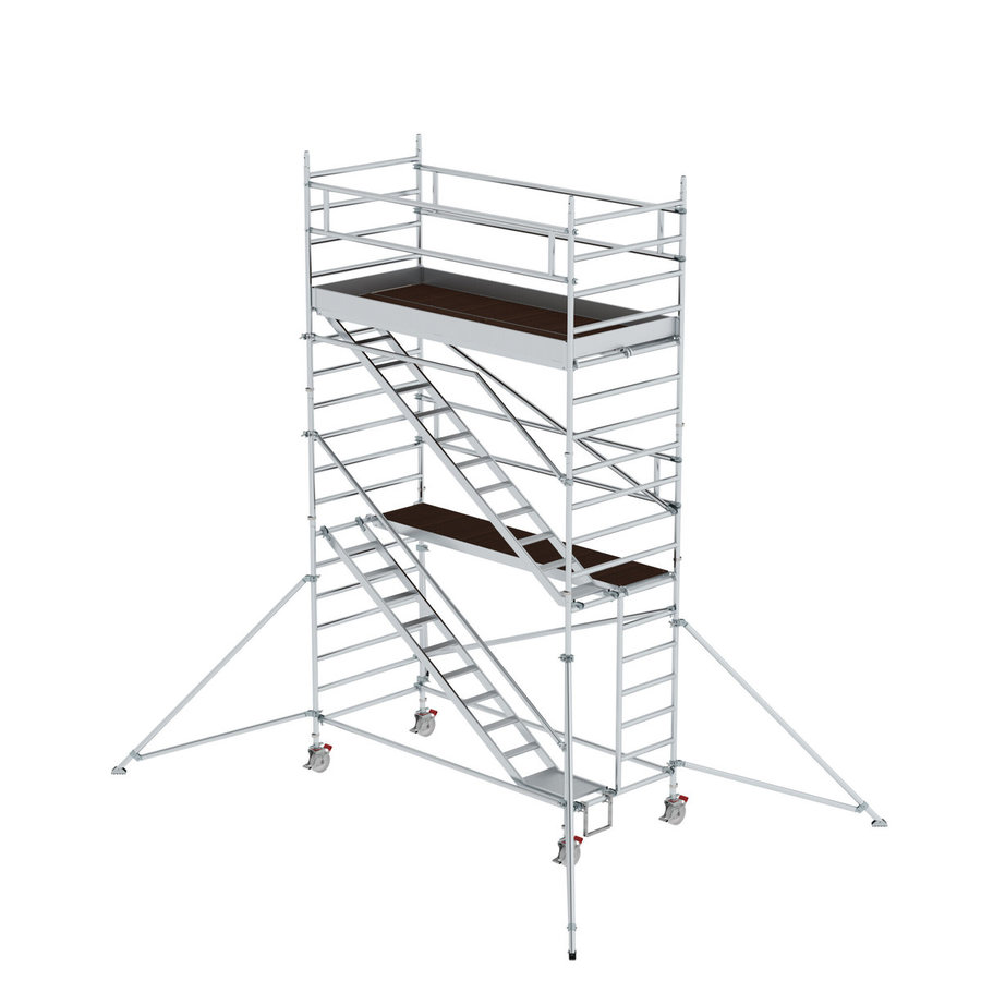Günzburger Steigtechnik Rollgerüst 1,35 x 3,0 m mit Schrägaufstiegen & Ausleger Plattformhöhe 4,47 m