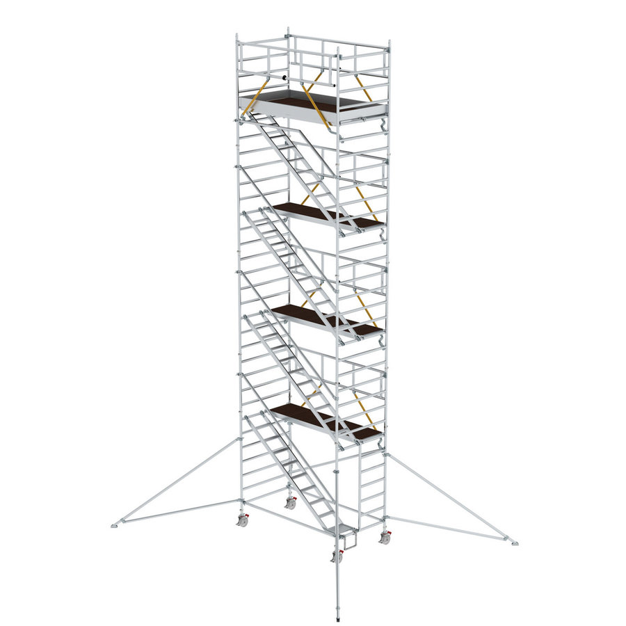 Günzburger Steigtechnik Rollgerüst SG 1,35 x 2,45 m mit Schrägaufstiegen & Ausleger Plattformhöhe 8,39 m