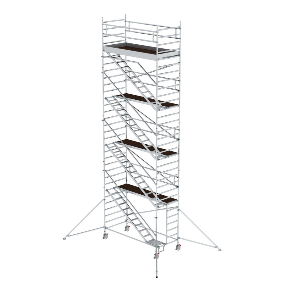 Günzburger Steigtechnik Rollgerüst 1,35 x 3,0 m mit Schrägaufstiegen & Ausleger Plattformhöhe 8,39 m