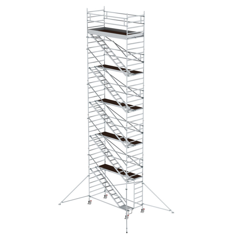 Günzburger Steigtechnik Rollgerüst 1,35 x 3,0 m mit Schrägaufstiegen & Ausleger Plattformhöhe 10,35 m