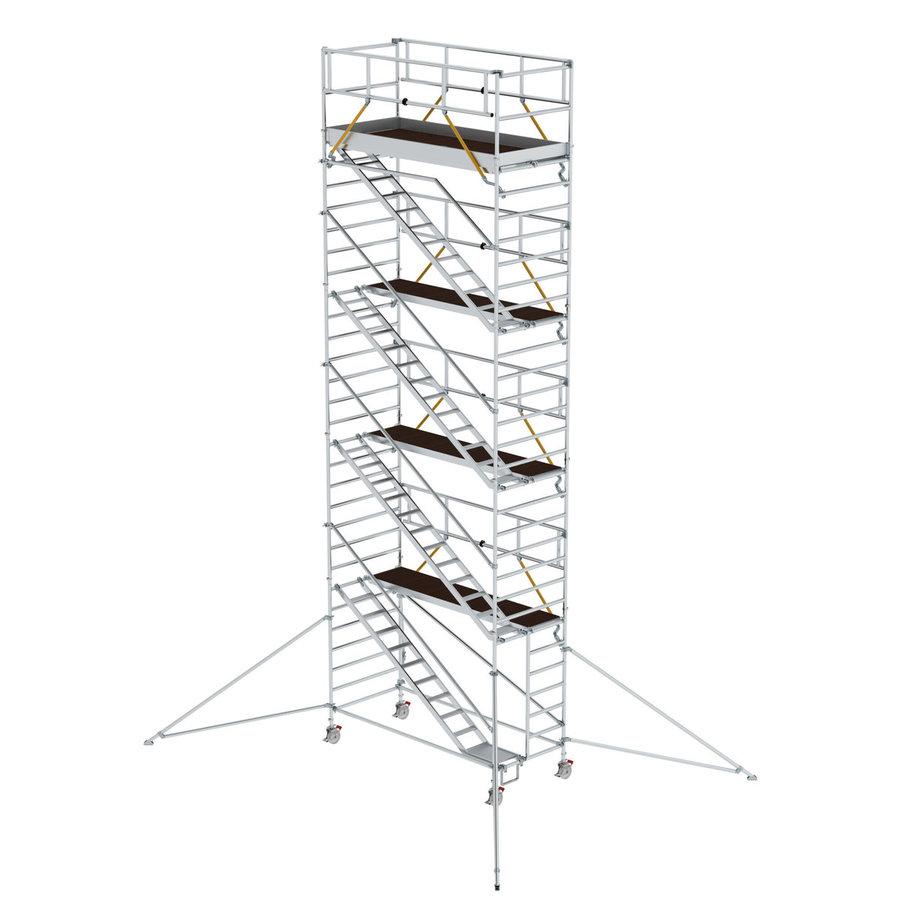 Günzburger Steigtechnik Rollgerüst SG 1,35 x 3,0 m mit Schrägaufstiegen & Ausleger Plattformhöhe 8,39 m