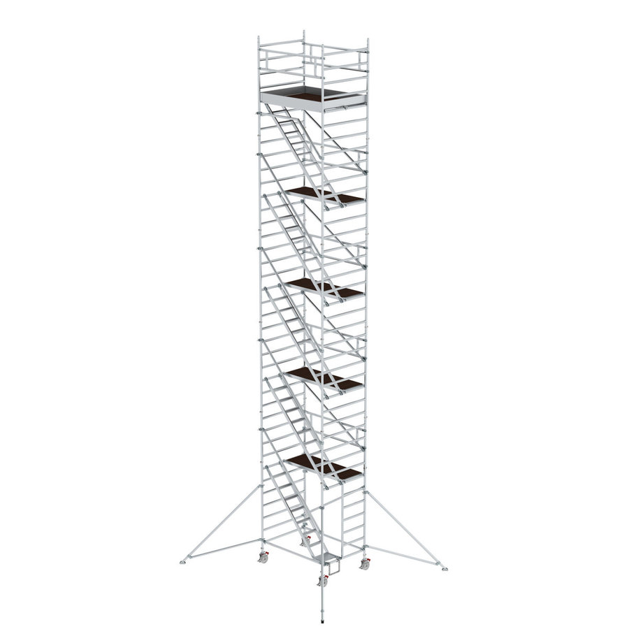 Günzburger Steigtechnik Rollgerüst 1,35 x 1,80 m mit Schrägaufstiegen & Ausleger Plattformhöhe 10,35 m
