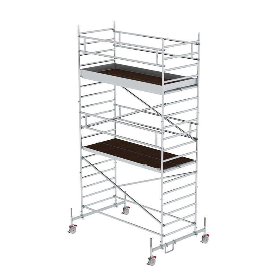 Günzburger Steigtechnik Rollgerüst 1,35 x 3,0 m mit Fahrbalken & Doppel-Plattform Plattformhöhe 4,66 m