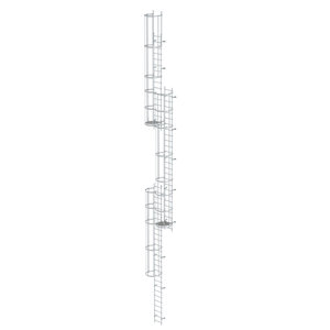 Günzburger Steigtechnik Mehrzügige Steigleiter mit Rückenschutz (Notleiter) Aluminium blank