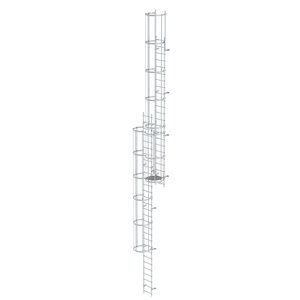 Günzburger Steigtechnik Mehrzügige Steigleiter mit Rückenschutz (Maschinen) Aluminium blank