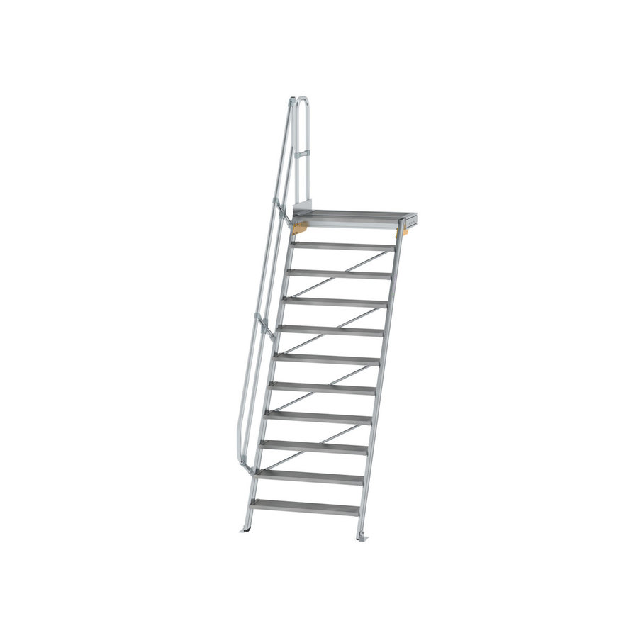 Günzburger Steigtechnik Treppe mit Plattform 60° Stufenbreite 1000 mm 11 Stufen Aluminium geriffelt