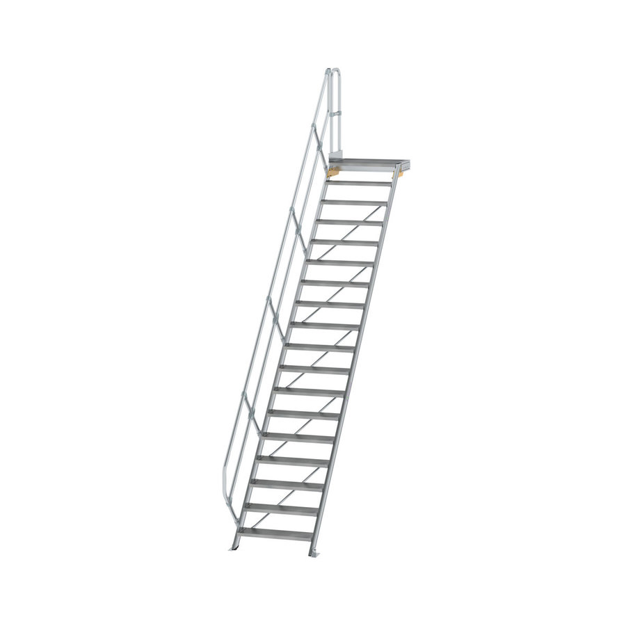 Günzburger Steigtechnik Treppe mit Plattform 45° Stufenbreite 800 mm 18 Stufen Aluminium geriffelt