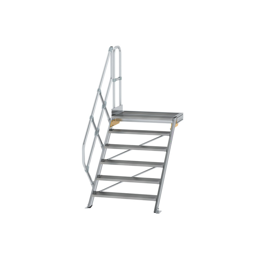 Günzburger Steigtechnik Treppe mit Plattform 45° Stufenbreite 1000 mm 6 Stufen Aluminium geriffelt