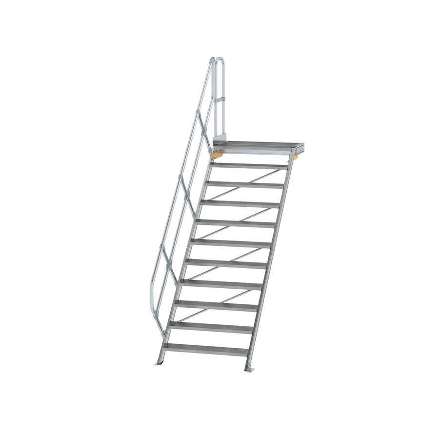 Günzburger Steigtechnik Treppe mit Plattform 45° Stufenbreite 1000 mm 11 Stufen Aluminium geriffelt
