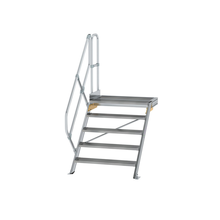 Günzburger Steigtechnik Treppe mit Plattform 45° Stufenbreite 800 mm 5 Stufen Aluminium geriffelt