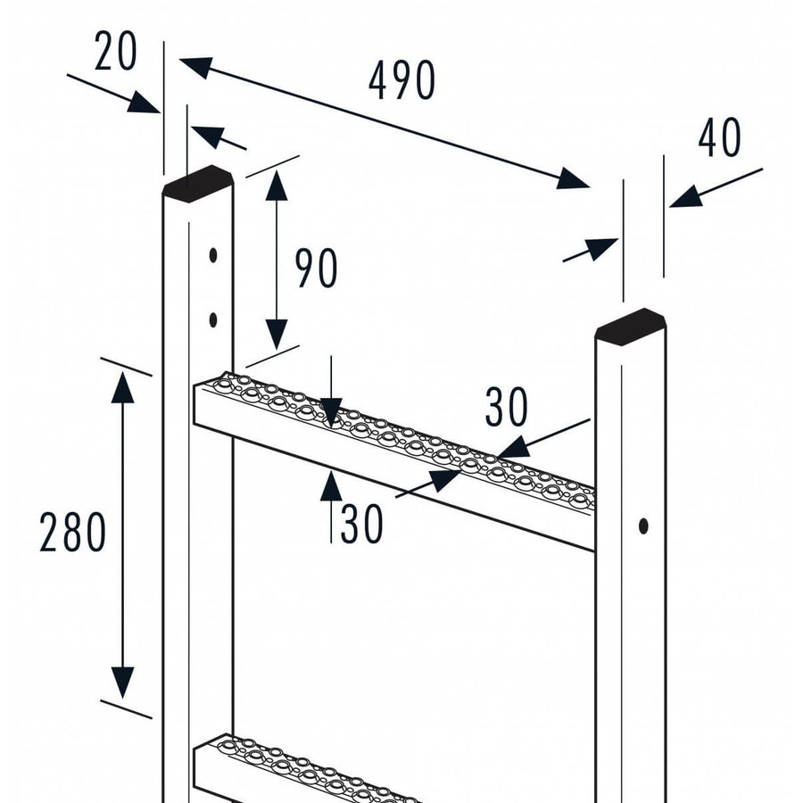 Hailo Professional Leitern-Außenbreite 490mm, Stahl feuerverzinkt 0,84 m | 3 Sprossen