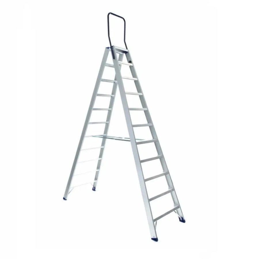 ASC Group Eurostairs Stufenstehleiter beidseitig begehbar mit Bügel  2x11 Stufen