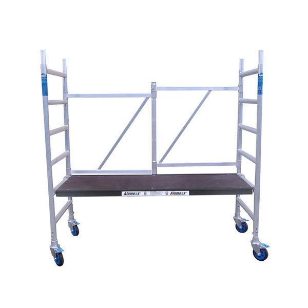 Alumexx FS 75 Zimmergerüst - Faltgerüst komplett mit verstellbaren Rädern Plattform mit Luke - Arbeitshöhe bis 3m