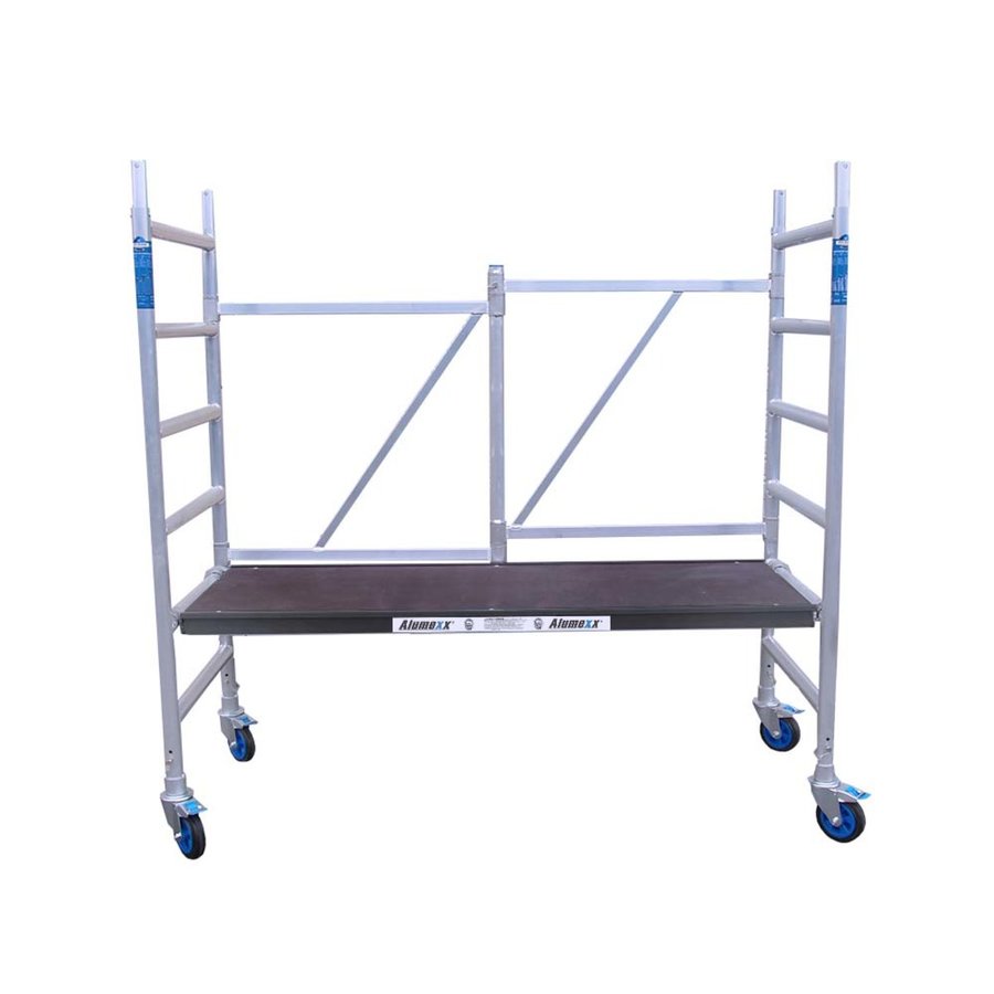 Alumexx FS 75 Zimmergerüst - Faltgerüst komplett mit verstellbaren Rädern Plattform mit Luke - Arbeitshöhe bis 3m