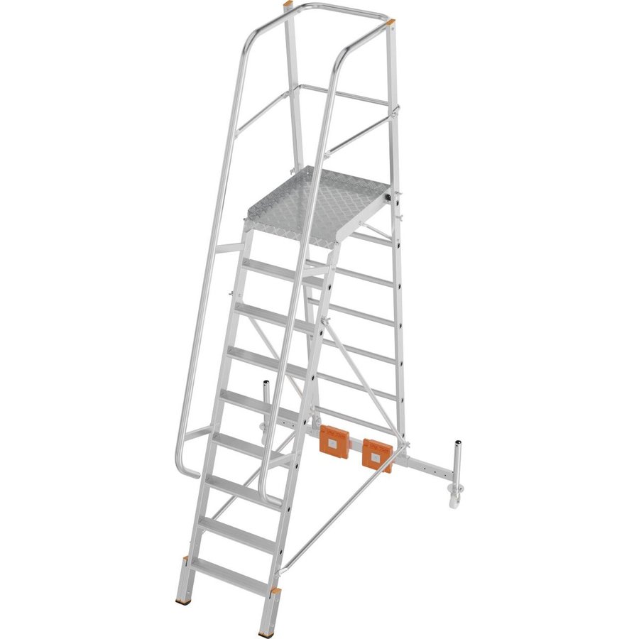 Krause STABILO PodestLeiter Vario kompakt 9 Stufen mit Fahrbalken 1,44m