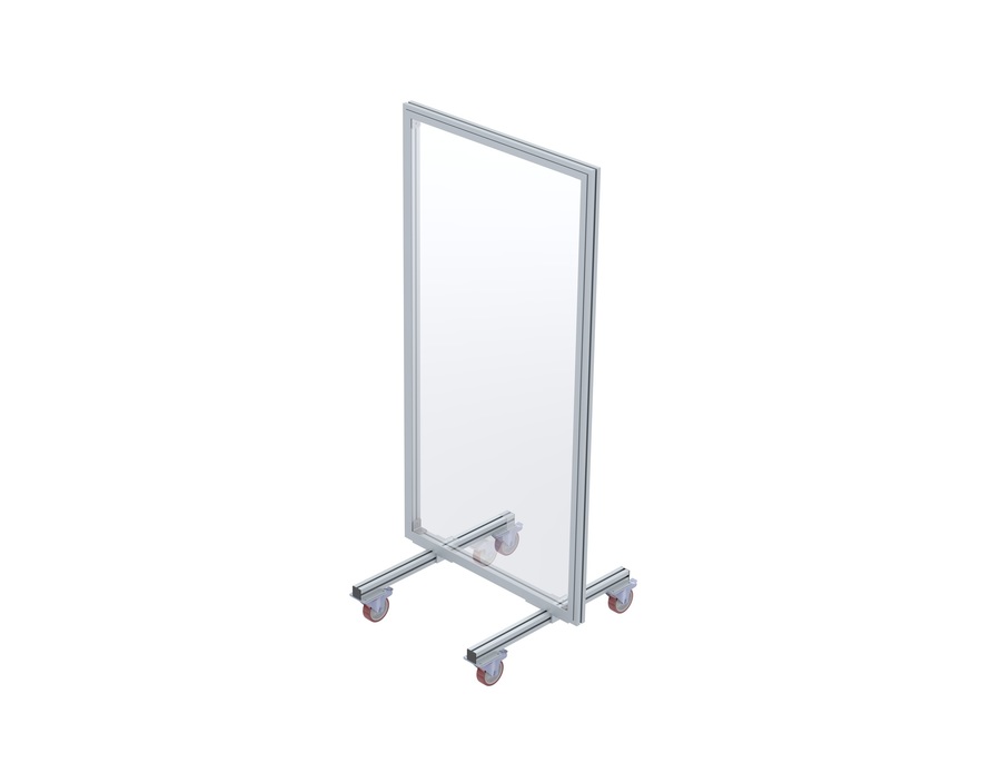 Euroline Trennwand 2 x 1 m Mobil mit Rollen Acrylglas-klar