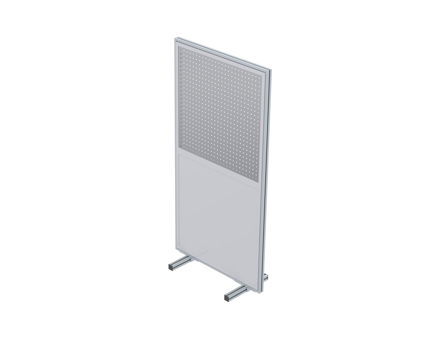 Euroline Trennwand 2 x 1 m Mobil mit Standfuß Alu-Lochwand/ Alu-Vollblech