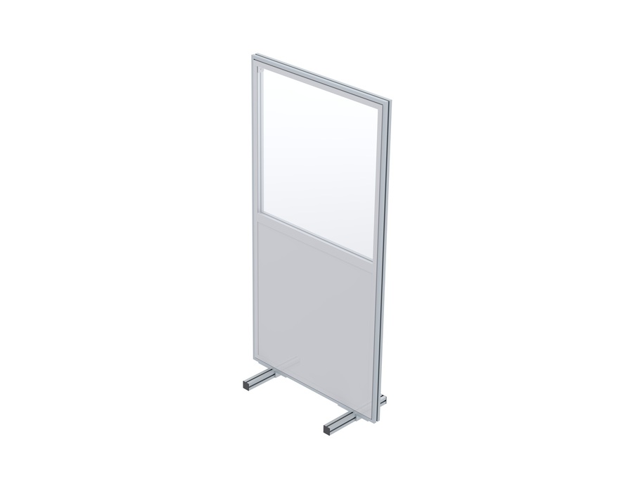 Euroline Trennwand 2 x 1 m Mobil mit Standfuß Acrylglas-klar/ Alu-Vollblech