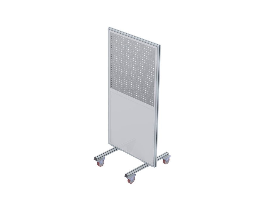 Euroline Trennwand 2 x 1 m Mobil mit Rollen Alu-Lochwand/ Alu-Vollblech
