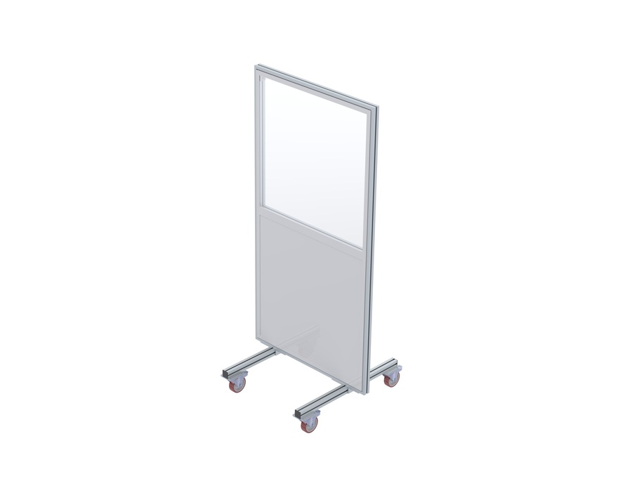 Euroline Trennwand 2 x 1 m Mobil mit Rollen Acrylglas-klar/ Alu-Vollblech