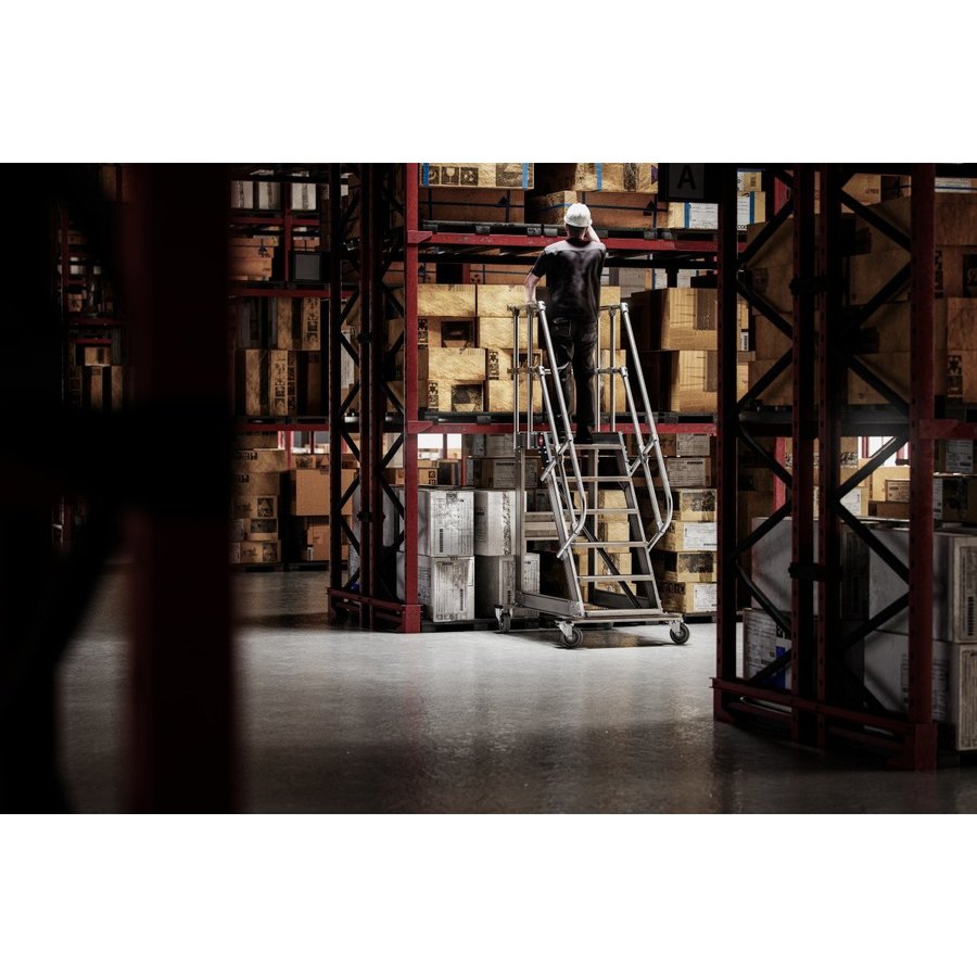 Hailo Professional Plattformtreppe fahrbar 45°, Stufenbreite 600 mm 6 Stufen