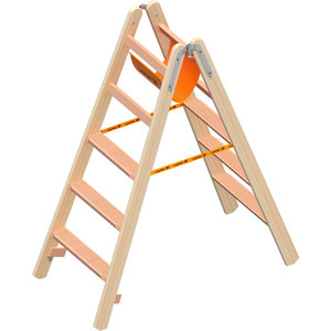 Layher Holzstehleiter mit 80mm breiten Stufen, beidseitig begehbar