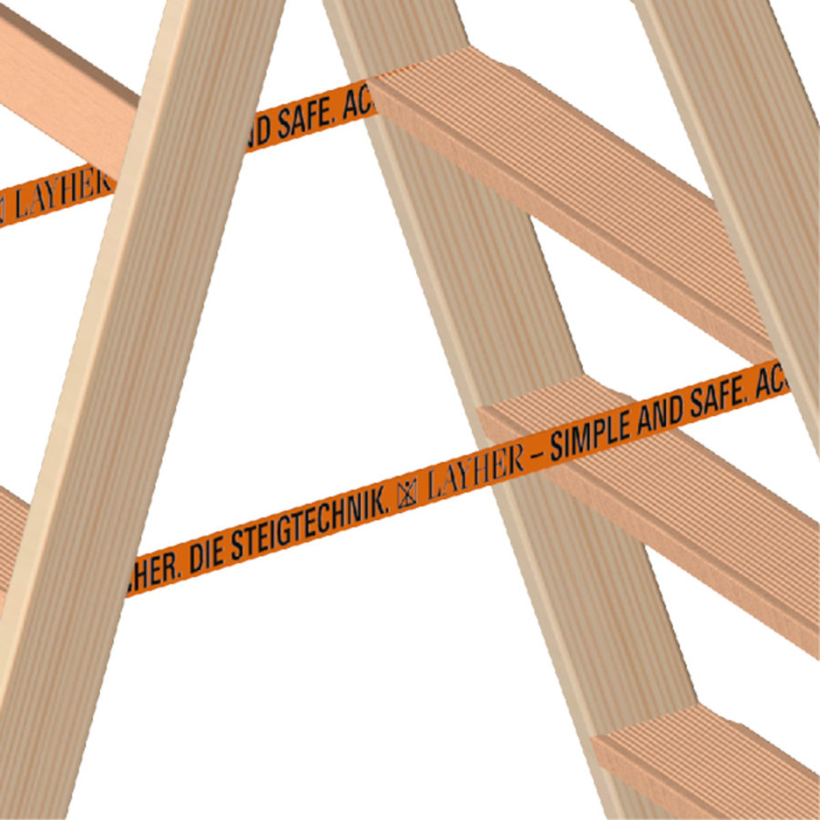 Layher Holzstehleiter mit 80mm breiten Stufen, beidseitig begehbar 5 Stufen / Länge 1,37 m