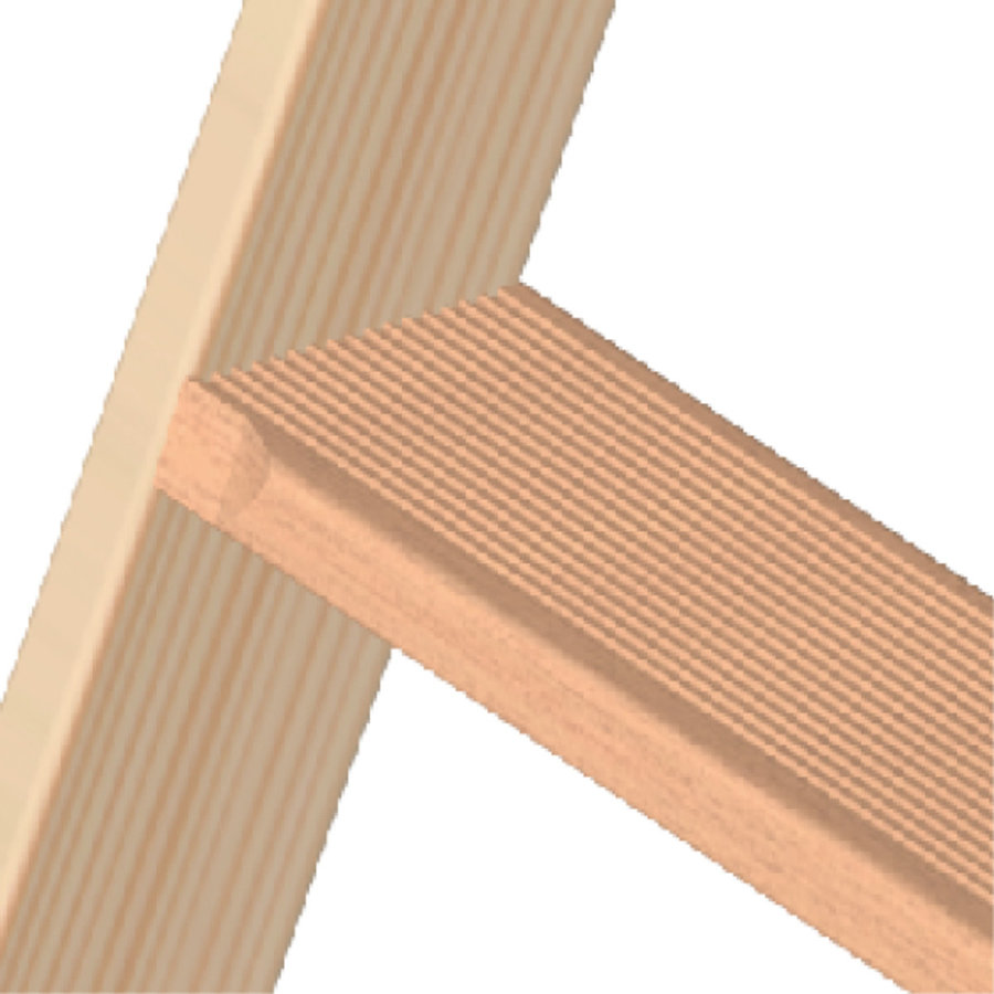 Layher Holzstehleiter mit 80mm breiten Stufen, beidseitig begehbar 5 Stufen / Länge 1,37 m