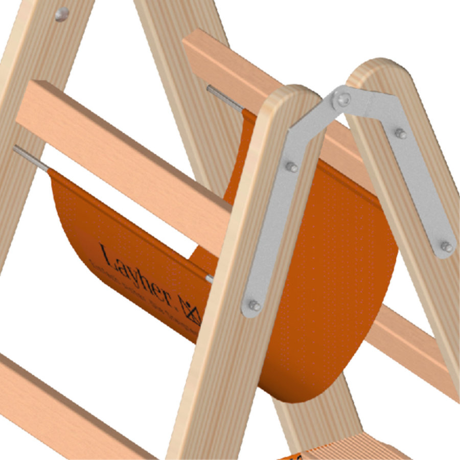 Layher Holzstehleiter mit 80mm breiten Stufen, beidseitig begehbar 5 Stufen / Länge 1,37 m