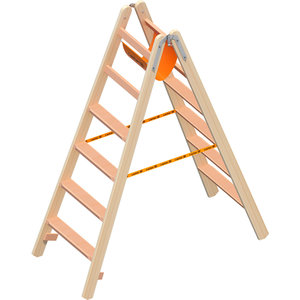 Layher Holzstehleiter mit 80mm breiten Stufen, beidseitig begehbar