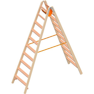 Layher Holzstehleiter mit 80mm breiten Stufen, beidseitig begehbar
