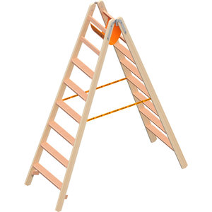 Layher Holzstehleiter mit 80mm breiten Stufen, beidseitig begehbar