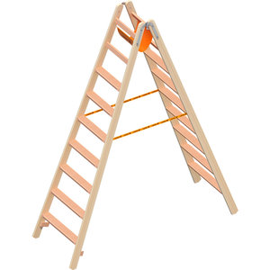 Layher Holzstehleiter mit 80mm breiten Stufen, beidseitig begehbar
