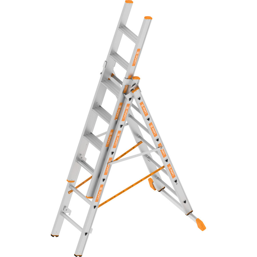 Layher TOPIC 1041 Allzweckleiter 3-teilig mit Stufen  3x6