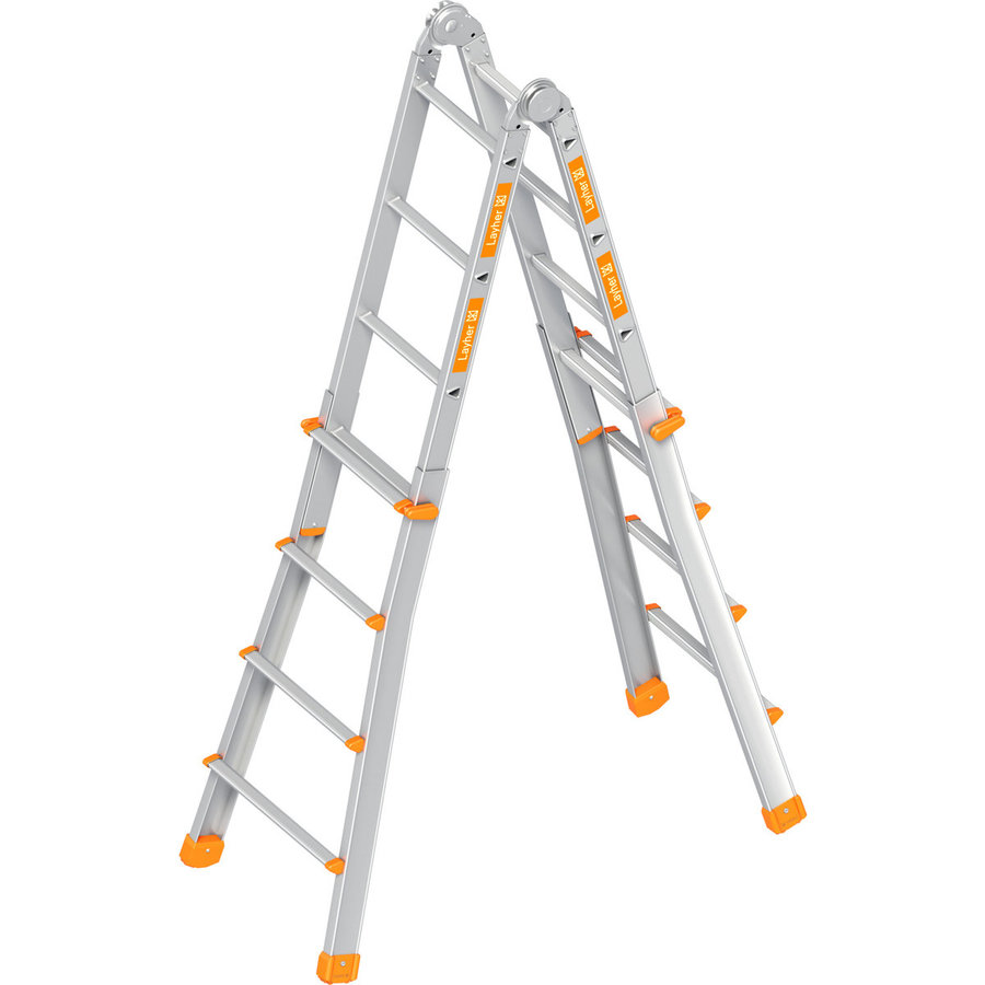 Layher Teleskopleiter TOPIC 4x4 Sprossen; Aluminiumleiter klappbar und universell einsetzbar, Länge 4.16 m