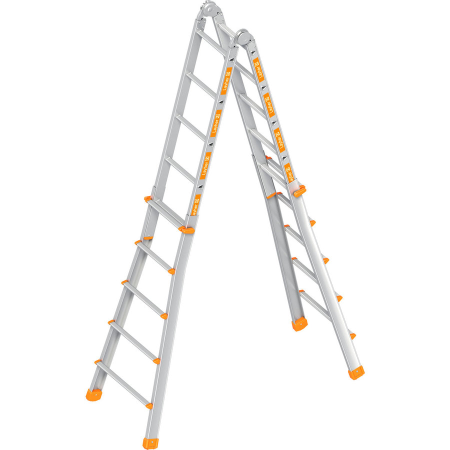 Layher Teleskopleiter TOPIC 4x5 Sprossen; Aluminiumleiter klappbar und universell einsetzbar, Länge 5.27 m
