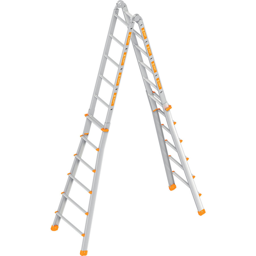 Layher Teleskopleiter TOPIC 4x6 Sprossen; Aluminiumleiter klappbar und universell einsetzbar, Länge 6.42 m
