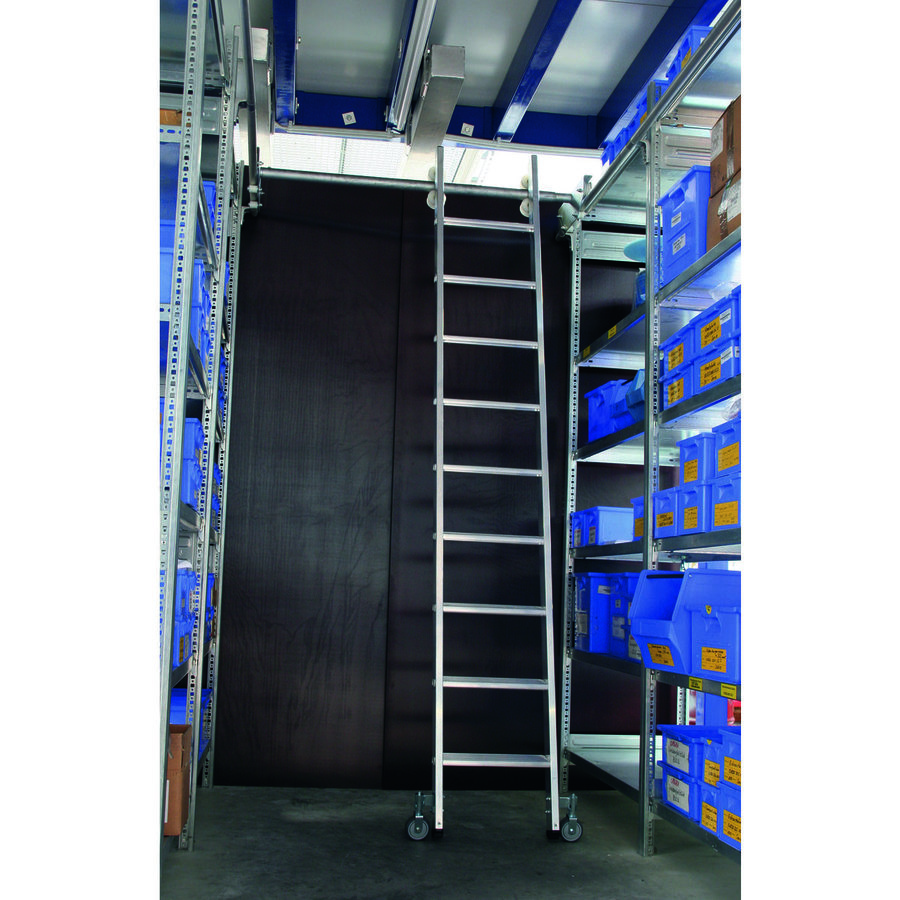 Euroline Alu-Regalleiter für Doppelregal, seitlich verschiebbar 6 Stufen