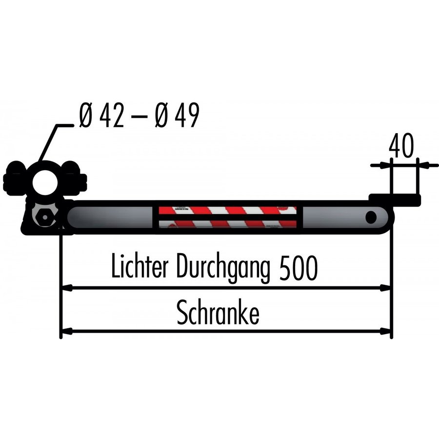 Hailo Professional Schranken mit Knieleiste, Lichter Durchgang 500 mm Edelstahl