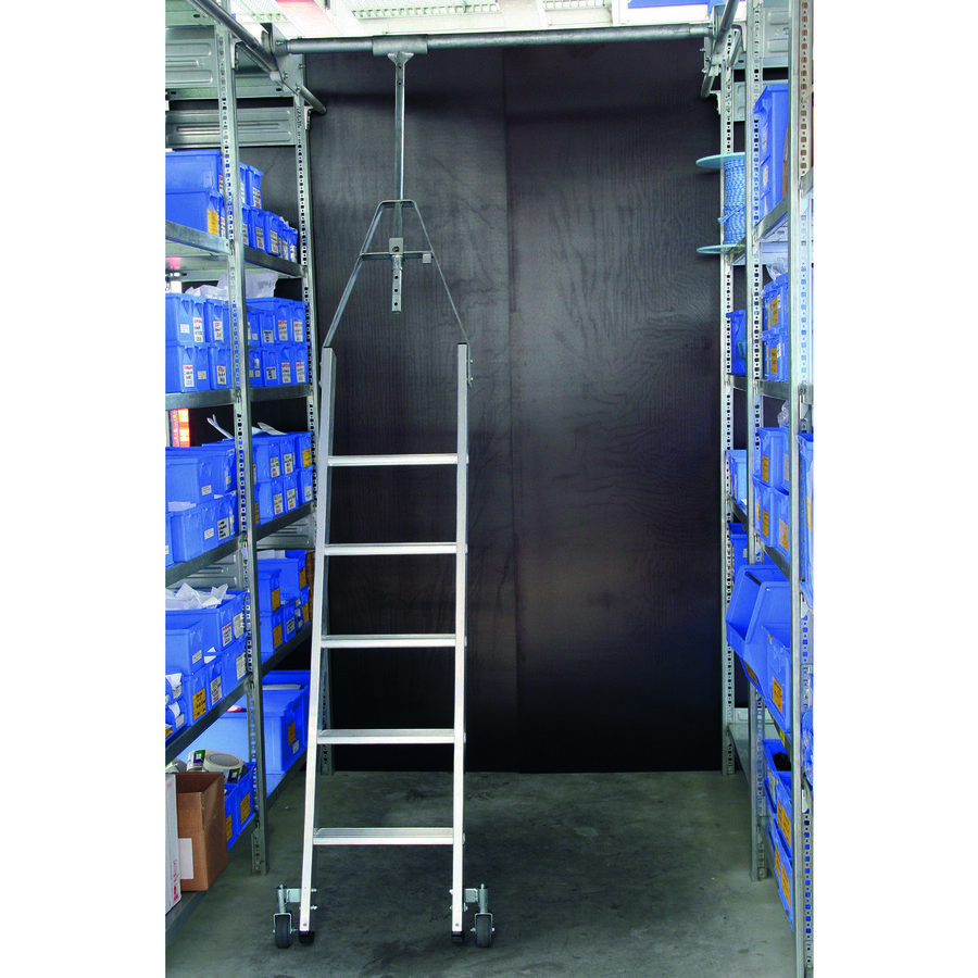 Euroline Alu-Regalleiter für Doppelregal, drehbar 11 Stufen