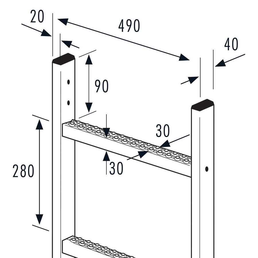 Hailo Professional Leitern-Außenbreite 490mm, Stahl feuerverzinkt 0,56 m | 2 Sprossen