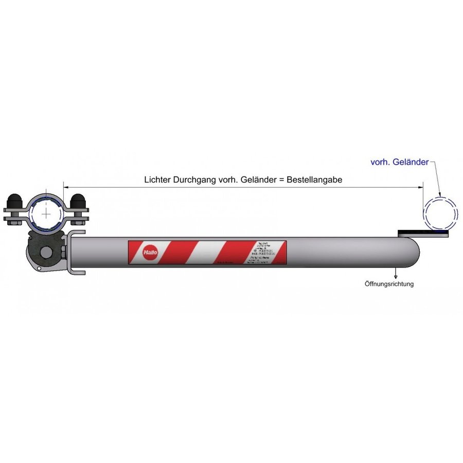 Hailo Professional Universalschranke mit Knieleiste, Rohrmontage - variabel 525-1000 mm Auminium