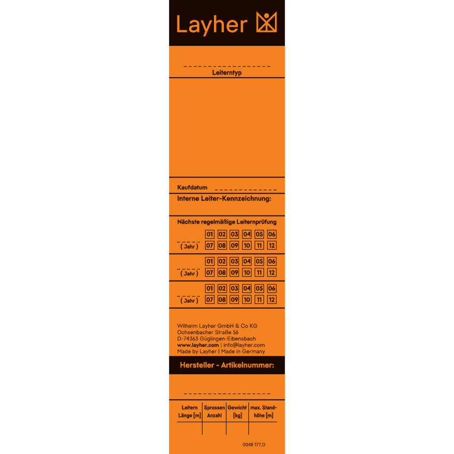 Layher Universal-Prüfetikett für Leitern