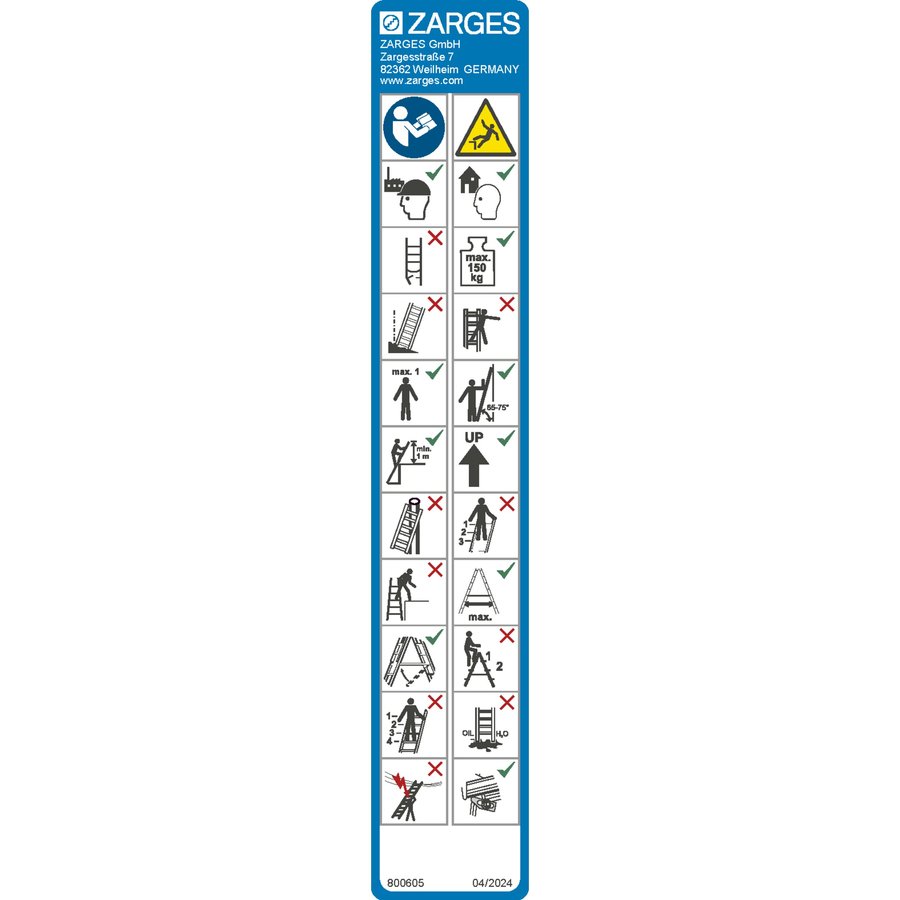 ZARGES Hinweisschild Skymaster