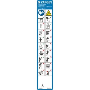 ZARGES Hinweisschild Stehleitern eins. 250 kg